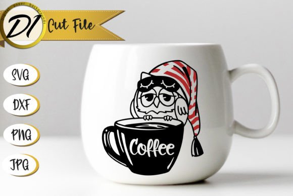 Charming Sleeping Owl Coffee Embroidery Design
