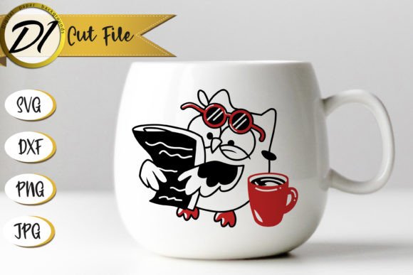 Cute Owl with Coffee: A Charming Addition for Crafts and Graphics