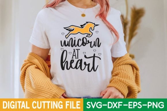 Unicorn at Heart Svg: A Versatile Graphic for T-Shirt Designs